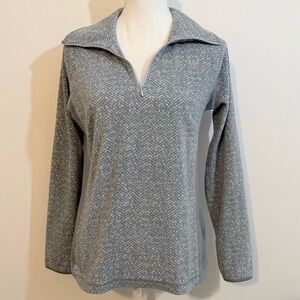 Columbia Gray Herringbone 1/4 Zip Fleece Pullover Womens Medium